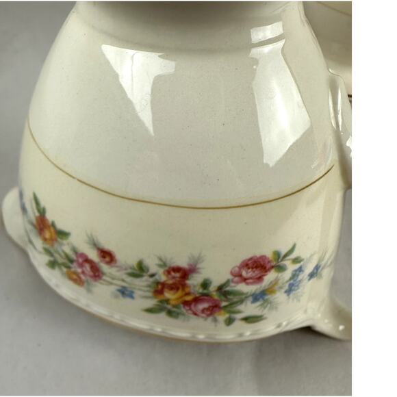 Cream & Sugar Eggshell Gold Trim Cabbage Roses Homer L. Laughlin Georgian USA - Picture 8 of 16